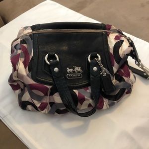 Purple silk Coach shoulder bag